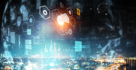 Technology and innovation concept . Mixed media