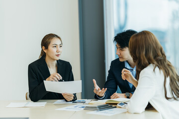 Brainstorm planning creative asian teamwork, Group of asia mobile phone app developer team meeting for ideas about screen display prototype smartphone layout,startup small business.