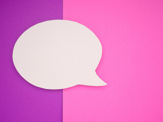 Blank white speech bubble part on a purple and pink background