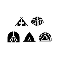 Tent Icon Set Vector Symbol Design Illustration
