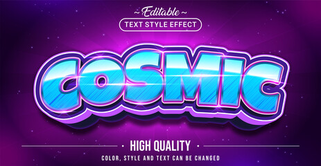 Editable text style effect - Cosmic text style theme.