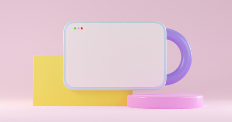 3d Tablet Podium geometry pedestal or platform background for the presentation of cosmetic products. 3D rendering. Product presentation blank podium.