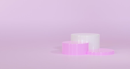 3d Podium geometry pedestal or platform background for the presentation of cosmetic products. 3D rendering. Product presentation blank podium.
