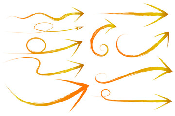 vector hand drawn curved arrow set