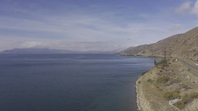 Aerial, Along The Coast Of The Sevan Lake, Armenia