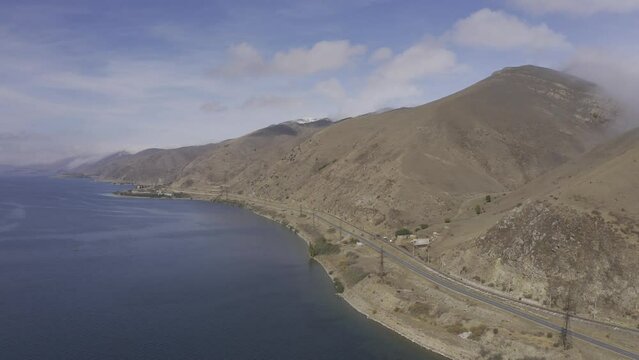 Aerial, Along The Coast Of The Sevan Lake, Armenia