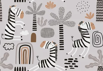 Tapeten pattern with cute zebras © andin