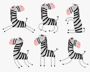 Cute cartoon zebra illustration set.  © andin
