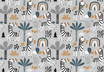 Tapeten cute zebra seamless pattern. © andin