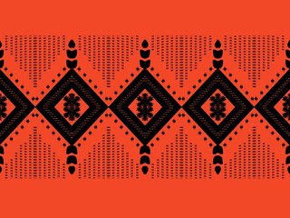 Ikat motifs, textures of local tribes ethnic group black orange abstract background