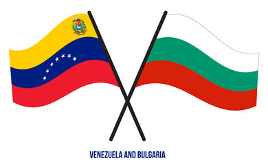 Venezuela and Bulgaria Flags Crossed And Waving Flat Style. Official Proportion. Correct Colors.