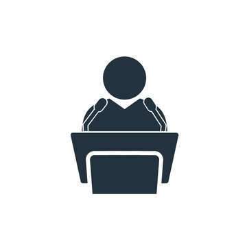 recommend clip art: conference icon Men speaking in trendy flat style isolated on white background.  speech symbols for web and mobile apps.  Vector illustration