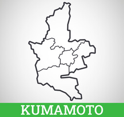 Simple outline map of Kumamoto. Vector graphic illustration.