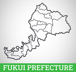 Fototapeta premium Simple outline map of Fukuoka Prefecture. Vector graphic illustration.