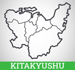 Simple outline map of Kitakyushu. Vector graphic illustration.