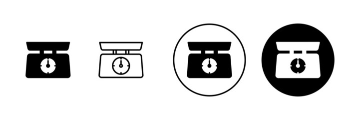Scales icons set. Weight scale sign and symbol