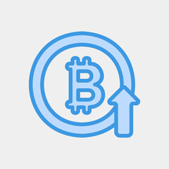 Bitcoin up icon in blue style about currency, use for website mobile app presentation