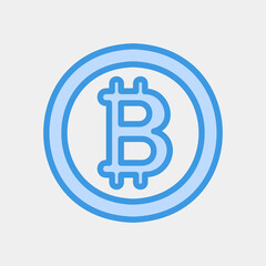 Bitcoin icon in blue style about currency, use for website mobile app presentation