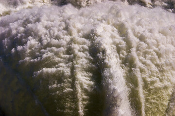 Roaring water gushing from pressure outlet at Lake Hume dam