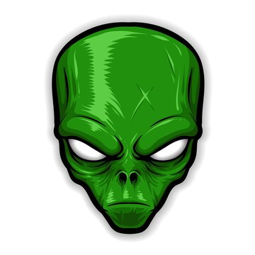 green alien head vector logo