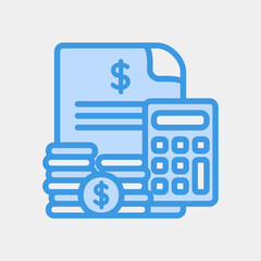 Budget icon in blue style about currency, use for website mobile app presentation