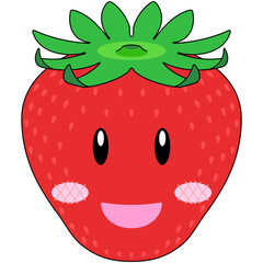 苺のキャラクターのイラスト（アウトラインあり）