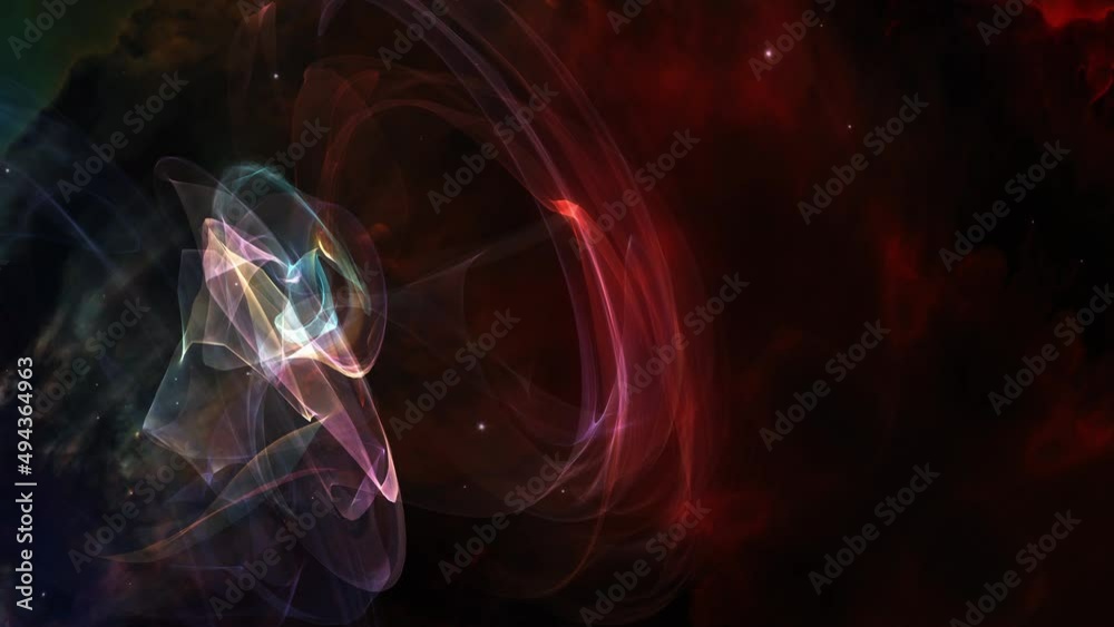 Wall mural abstract twisted multicolored unidentified spinning plasma cosmic cloud wave object. 4k 3d rendering