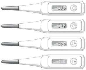 Set of different digital thermometer temperatures