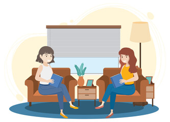 People spending time in the living room