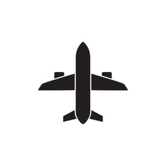 Airplane, flight plane transportation icon in black flat glyph, filled style isolated on white background