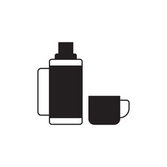Thermos flask  icon in black flat glyph, filled style isolated on white background