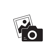 photo gallery icon in black flat glyph, filled style isolated on white background