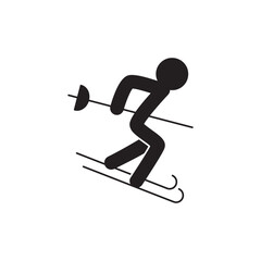 Ski, skiing sports icon in black flat glyph, filled style isolated on white background