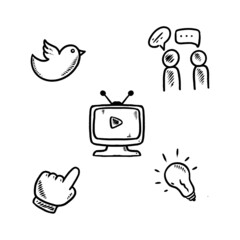 social media doodle icon hand drawn