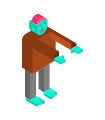 Zombie isometric. Dead man monster. zombi Vector illustration