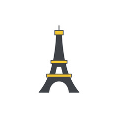 Eiffel tower, monument landmark icon in color icon, isolated on white background 