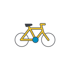 Bicycle, bike ride travel icon in color icon, isolated on white background 