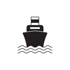 Ship travel, vacation boat icon in black flat glyph, filled style isolated on white background