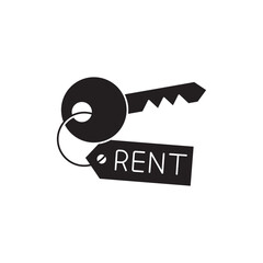Key rent, vacation rental icon in black flat glyph, filled style isolated on white background