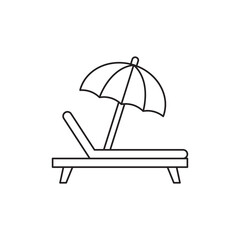 palm tree and sunbed icon line style icon, style isolated on white background