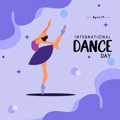 International dance day, vector illustration, Template design for banner, flyer, invitation, brochure, poster or greeting card.  An illustration of a beautiful dancing couple April 29 th. basic RGB