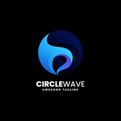 Vector Logo Illustration Waves Gradient Colorful Style.