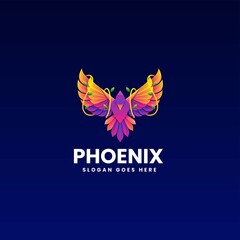 Vector Logo Illustration Phoenix Gradient Colorful Style.