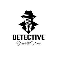 Men's glasses detective logo design with detective icon design. Detective design inspiration man