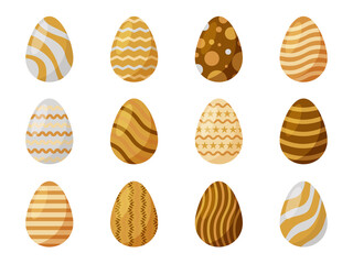 Happy Easter eggs vector set. Easter eggs with different texture on a white background.Spring holiday.Vector Illustration.