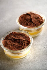 Obraz na płótnie Canvas Tiramisu. Dessert with cream for breakfast. High quality photo