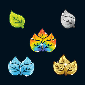 Leaf Badge Emotes Collection. Can Be Used For Twitch Youtube. Illustration Set