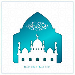 Ramadan Kareem islamic greeting banner template with arabic calligraphy and pattern