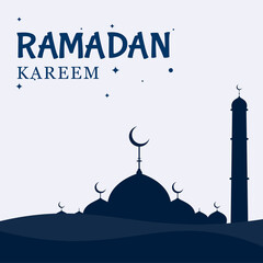 Illustration vector graphic of Ramadan Kareem, islamic evet Eid Al -Fitr backround, good for greeting card, social media post and advertising business