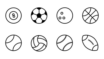 Icon ball, football, bowling, basketball, tennis, volleyball and more